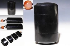 Japan Antique black Inro red agete Ojime bead Inro ojime sagemono rare netsuke 