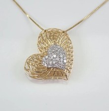 1.20Ct Round Cut Diamond Cluster Heart Pendant 14K Yellow Gold Plated