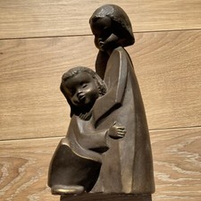 Alte Achatit Figur Handarbeit, Bronzeoptik, zwei Kinder, Klassisch,  25 cm hoch