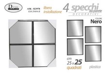 SET 4 SPECCHI DA PARETE DECORATIVI QUADRATI SPECCHIO LIBERA INSTALLAZIONE 25 cm