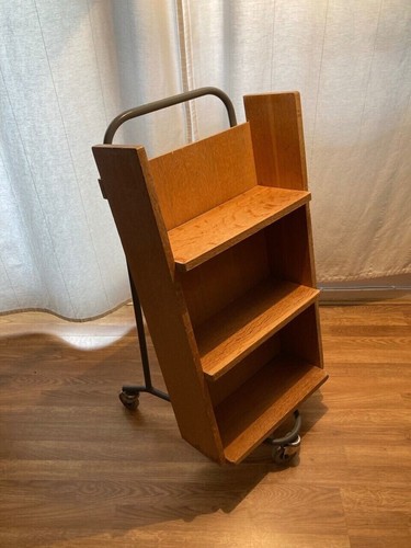 Raro carrello libreria vintage metà secolo scaffale scaffale industriale - Foto 6 di 10