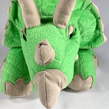 TOYS R US Triceratops Dinosaur Green Tan Textured Plush Weighted 25  x 11  EUC