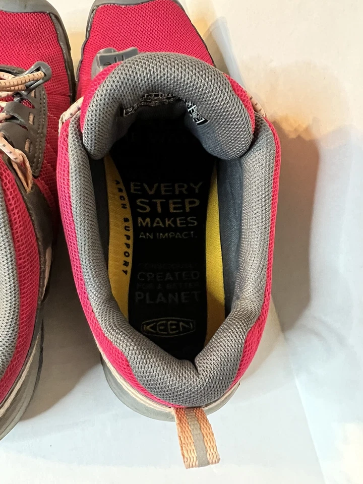 Zapato Keen Big Kids Targhee Sport Vent Senderistas Bungee Encaje Rosa Gris Talla 4 EE. UU. Foto 4 de 4