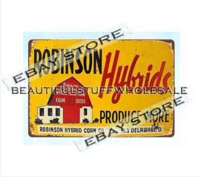seed corn farm Robinson Hybrids metal tin sign unframed wall decor