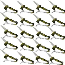 Outdoor Adventure Hunter's Carabiner Knife Multi Tool w/ Flashlight 4 in, 20 Pcs