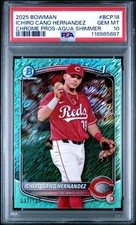 2025 BOWMAN CHROME PROSPECTS AQUA SHIMMER ICHIRO CANO HERNANDEZ 37/125 PSA 10