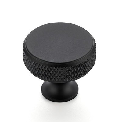 10 PCS Round Matte Black Knob Knurled Single Hole Pull Solid Cabinet Handle