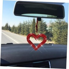 Bling Heart Car Hanging Accessories, Crystal Rhinestone Vehicle Rear Wine Red