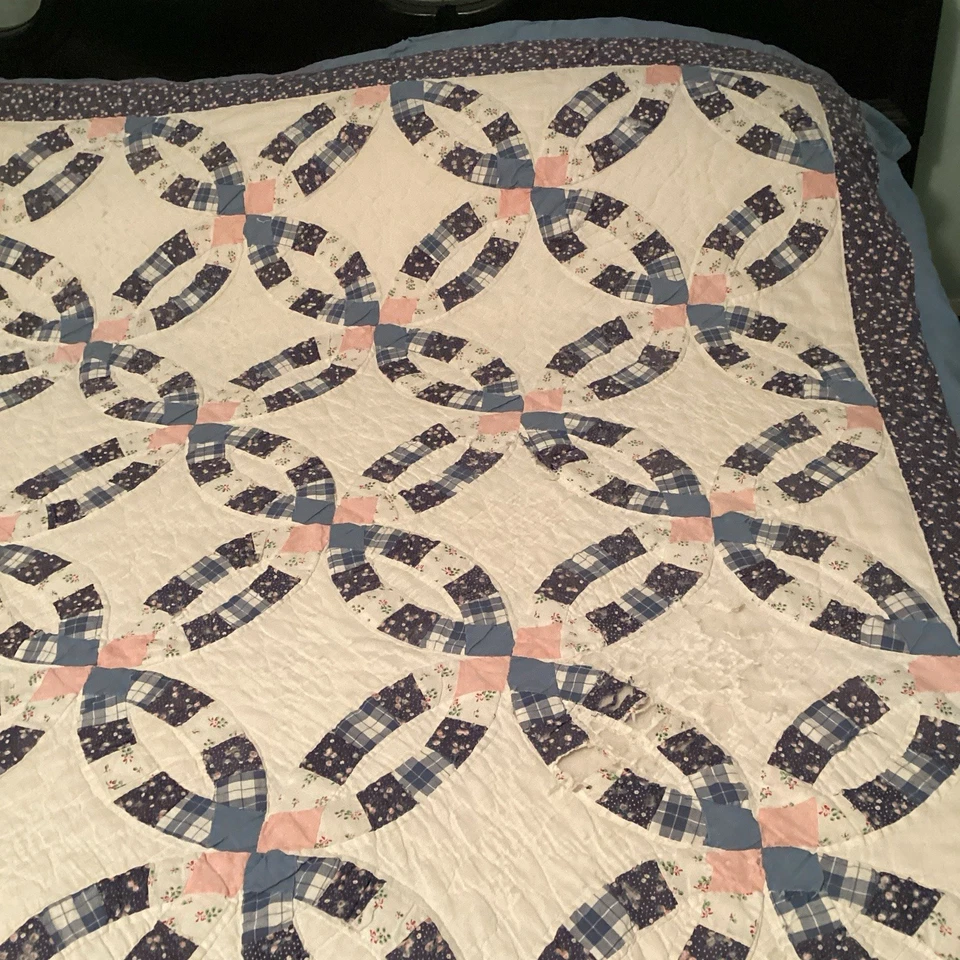 Полный двойной обручальное кольцо синий 85 «x 86» полный резак хлопок - Изображение 4 из 4