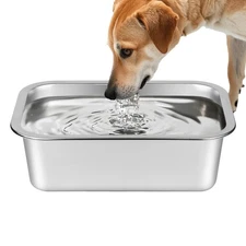 Stainless Steel 1.25 Gallon Large Dog Water Bowl Pet Food Feeder Dish Outdoor