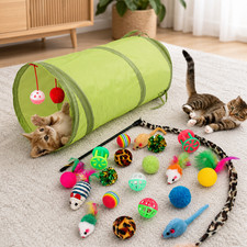 Cat Toy Variety Pack Kitten Toys Set Feather Wand Ball Mouse Interactive