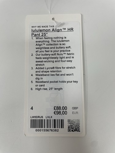 Lululemon Aligin TM hoch geschnittene Stretch-Hose 25" Bund Tasche Lavendel Größe 4 - Bild 9 von 12
