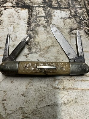 Argyle Germany Green Jigged Bone Long Pull Congress Vintage Pocket Knife 