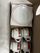 Himark Porcelain Cappuccino Espresso Cup & Saucer Set of 4 IN BOX 8 Pieces New