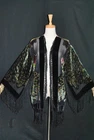 Art to Classic Black Hippie Peacock Duster Kimono Opera Jacket Burnout Velvet