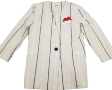 Vintage 80's Leslie Fay Women's Zoot Suit Pinstripe Blazer Jacket 10 Linen