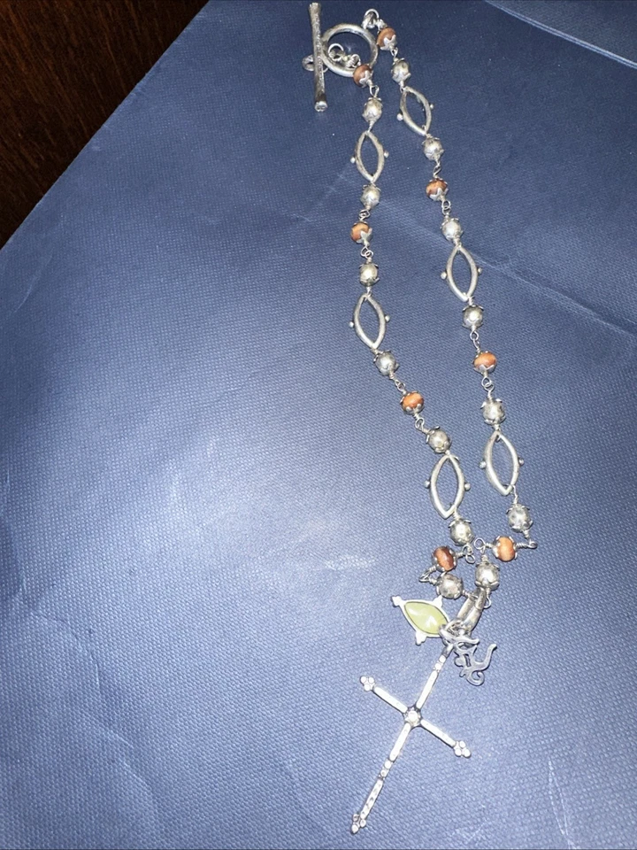 Lucky Brand крест переключения ожерелье украшенный горчицы желтый бусина золото латуни - Изображение 3 из 4