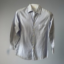 BCBG ATTITUDE Dress Shirt Men's M Blue Stripe Button Front 15.5" 32"/33"