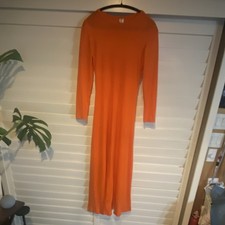 Beach Party Orange Long Sleeve Women's Resort Lounge Maxi Dress