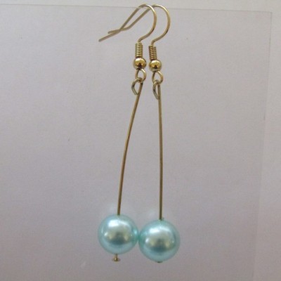 Blue Gold Tone Drop Earrings Chic Boho Beach Simple Summer Fashion Jewelry