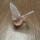 Fenton Art Glass  VTG Pink  Iridescent Butterfly Figurine Flower Base