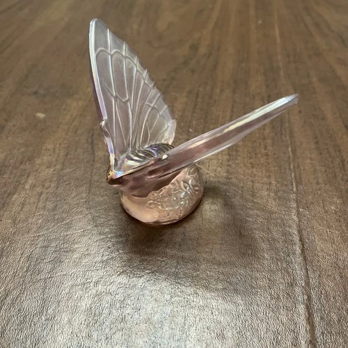 Fenton Art Glass  VTG Pink  Iridescent Butterfly Figurine Flower Base