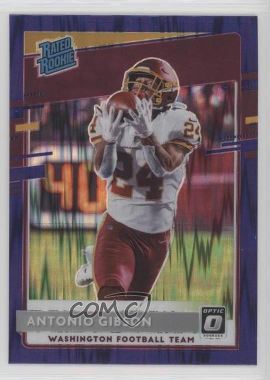 2020 Panini Donruss Optic Rated Rookies Purple Shock Prizm Antonio Gibson 0o38