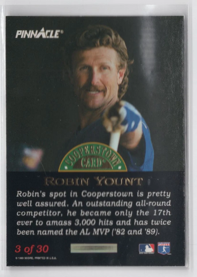 Pinnacle Coopertown Duffex 1993 raro Robin Yount/1000 Foto 2 de 2