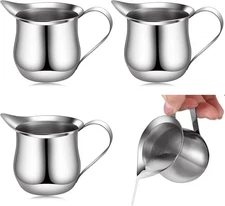 Honeydak 4 Pcs Creamer Frothing Pitcher Bell Container as shown in the figure 