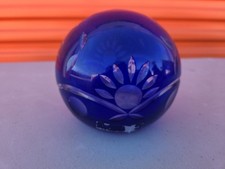 Vintage Bohemian Cobalt Blue Cut To Clear Gla...