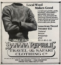 AD ONLY VINTAGE Banana Republic Print Ad Wool...