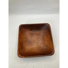 Wood Square Bowl Rustic Decor Serving Dish Kitchen Table Centerpiece