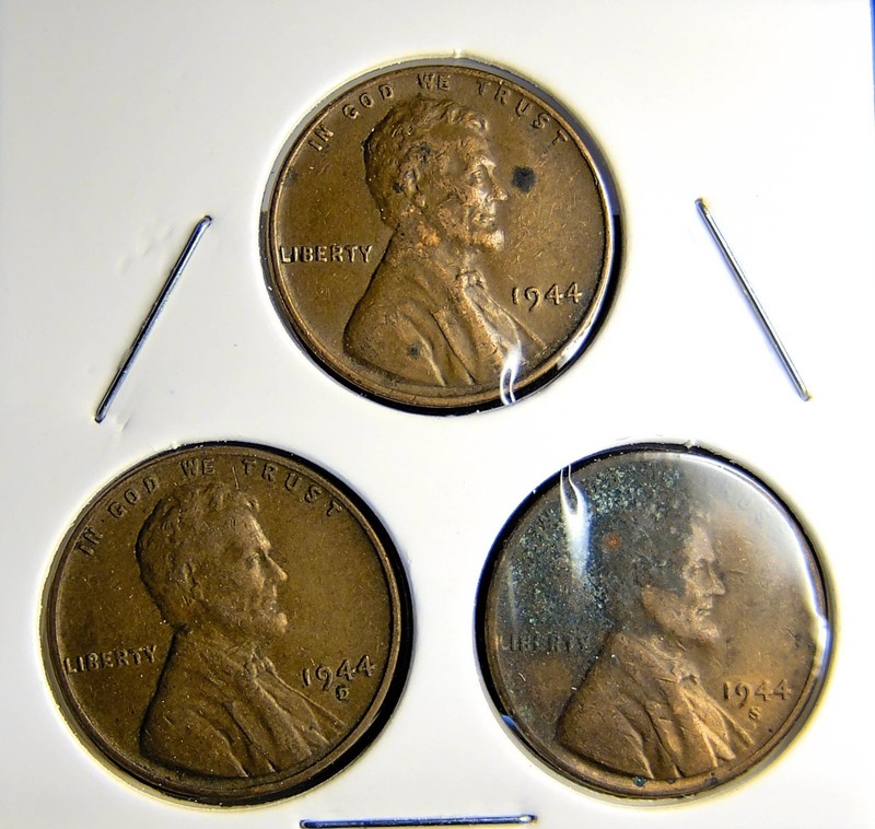 1944-P 1944-D 1944-S  Lincoln Wheat Copper Penny Cent - 3 Coin Set [USP-367]