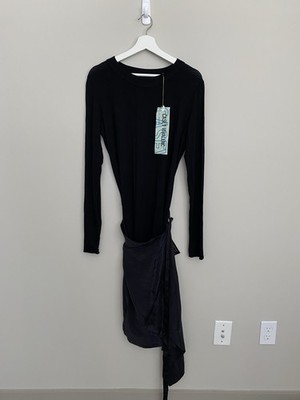 Casey Vidalenc Women s Black Dress Wrap Silk Skirt New With Flaw Avant Garde XL