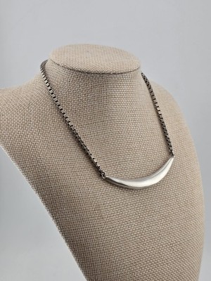 RLM STUDIO 925 Silver  Vintage Curve Pendant Box Link Chain Necklace  NE3355