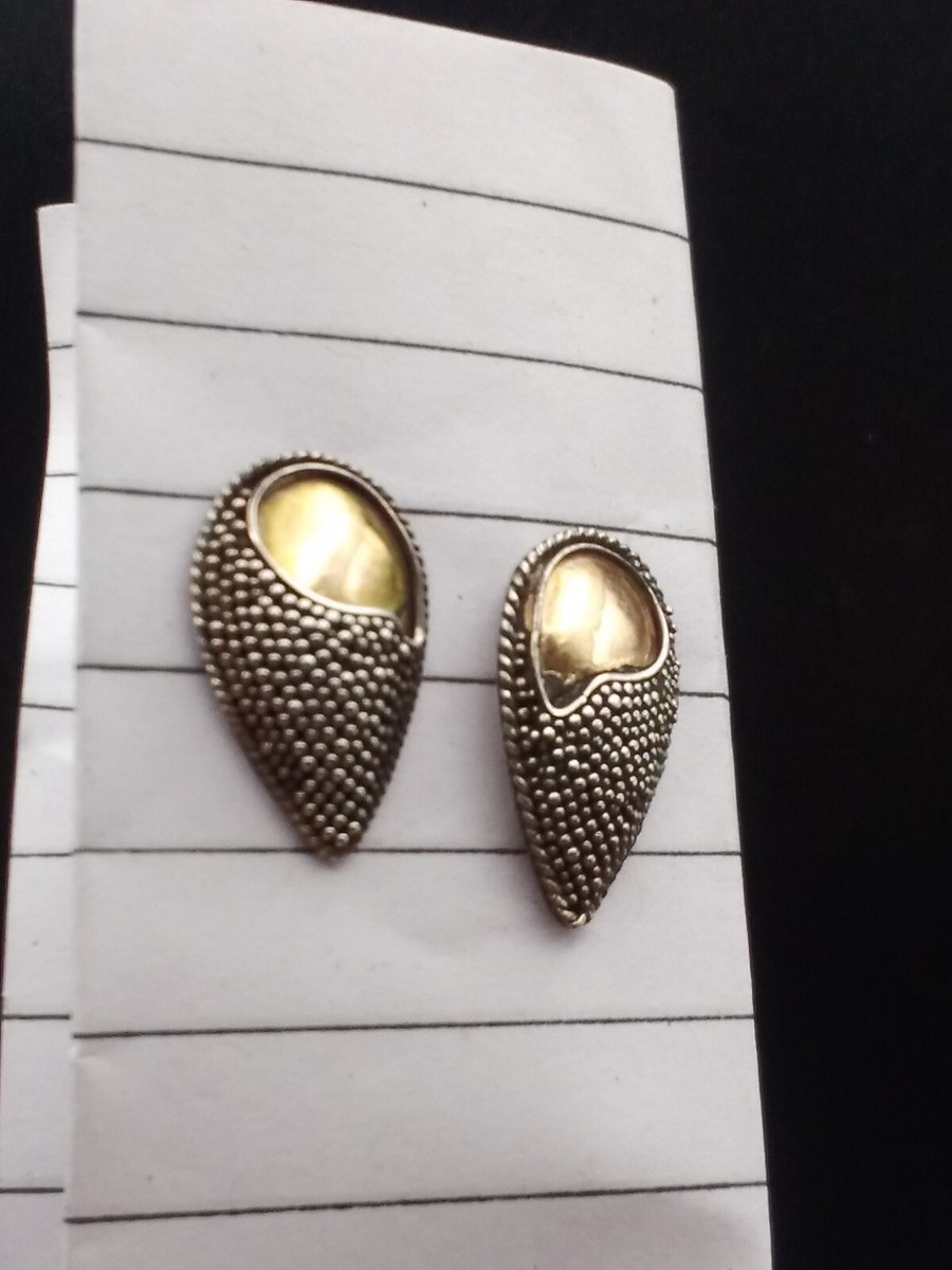 925 Silver And Gold Accents Earrings Middle Eastern Style Egg Shape View 3