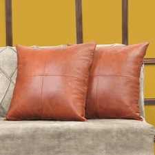 Leather Pillow Cover Sofa Cushion Case Room Decor & Bedroom Vintage Distressed