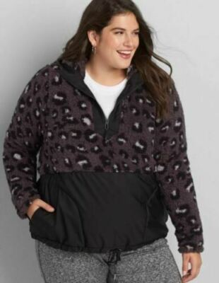 Lane Bryant LIVI Active Sherpa Half Zip Pullover 22/24 Animal