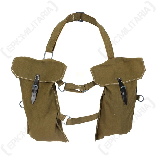 WW2 German Double Rifle Grenade Bags Green Canvas - Military Army Reproductions
