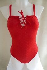 BNWT Missguided RRP  25 red broderie anglaise full lined Swimming Costume Size 8