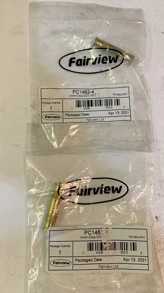 Lot of 2 - UNION COUPLING, PUSH-TO-CONNECT, 300 PSI, 1/4 IN, BRASS, PC1462-4 - Image 2 of 2