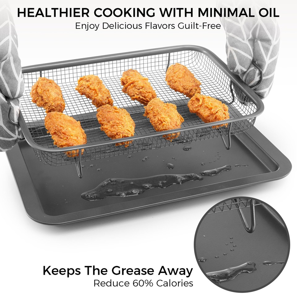 HONGBAKE Air Fryer Basket for Oven, 15.6"x11.6" Nonstick Air Fry
