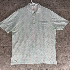 Johnnie-O Hangin' Out Men's Size L Blue Floral Stretch Surfer Polo Shirt