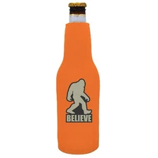 Bigfoot Believe Beer Bottle Coolie, Neoprene ; Optional Bottle Opener