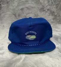Vintage Bay Pointe Hat Blue Rope Strapback Derby Cap Made in the USA Golf