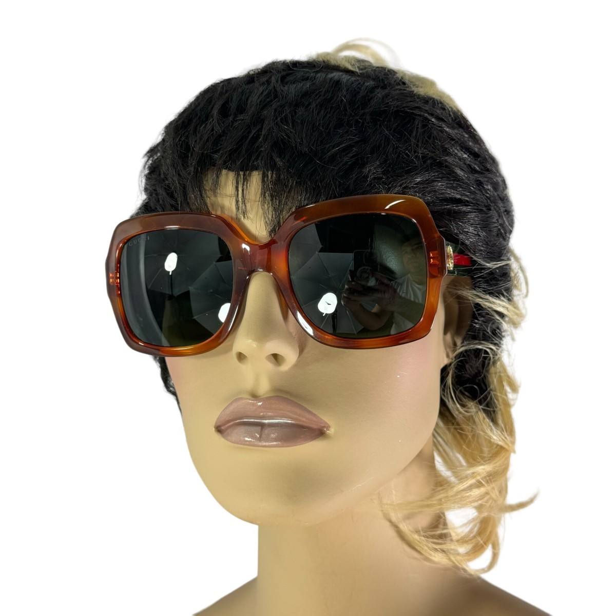 GUCCI GG0036S Acetate/Glitter Brown Front Frame GG & Web 