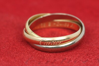 Cartier 18K 750 Gold Tri-Color 3@ 2.7mm Trinity Ring EU 56 Size 7