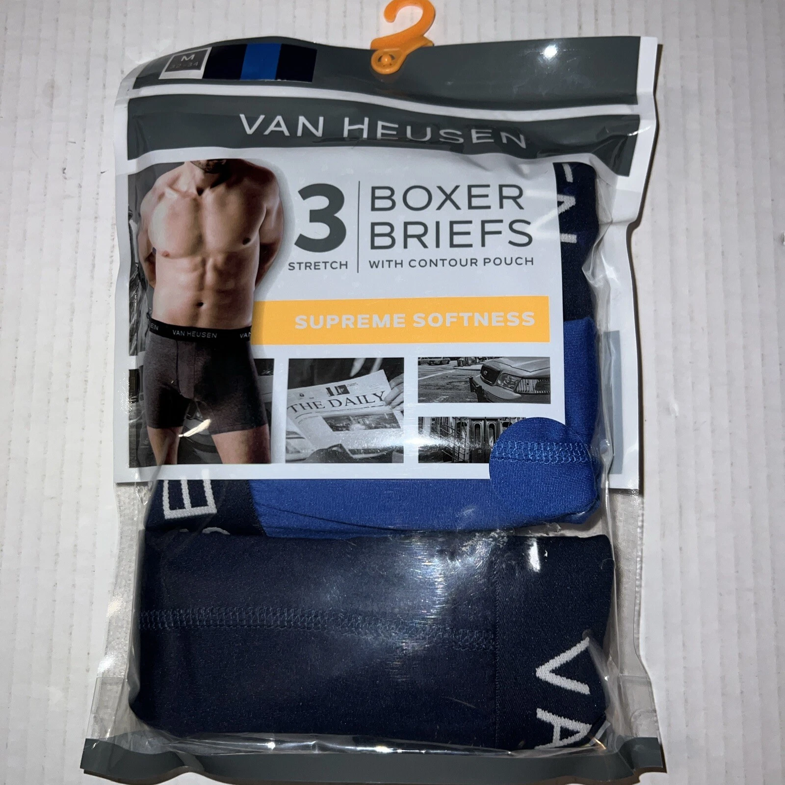 VAN HEUSEN 3 pièces boxer homme MED slips poche contour noir/bleu douceur suprême