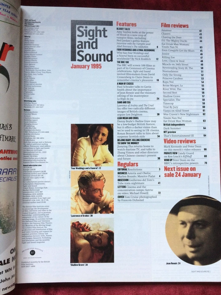 SIGHT & SOUND Jan-1995 TOM CRUISE Danny Boyle Jean Renoir Interview with Vampire - Image 2 of 2