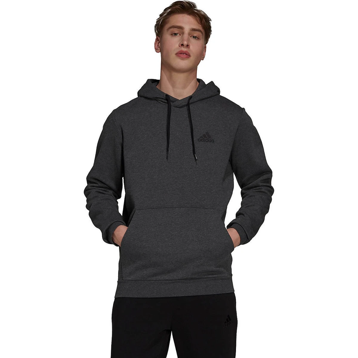 Adidas Men\'s Feel Cozy Pullover Hoodie 2XLT Dark Grey Heather New H12215 |  eBay